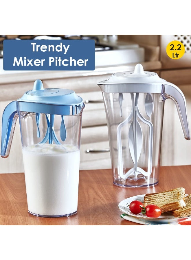 إبريق خلط يدوي مع مضرب – خلاط كريمة وعجين بلاستيكي بيد وغطاء - Image 2